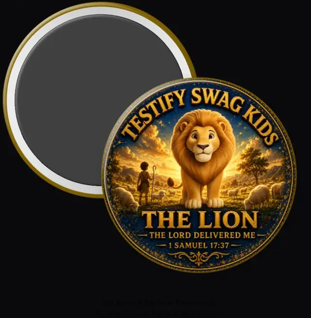Step 1 — Kids Like David magnet: the lion with a young shepherd, The Lord Delivered Me, 1 Samuel 17:37