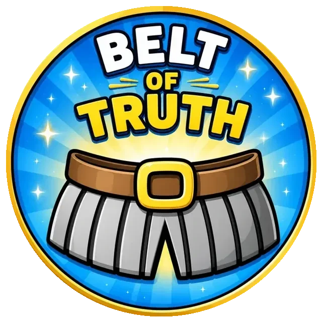 Armor of God kids magnet — Belt of Truth, a golden belt on navy with Ephesians 6:14
