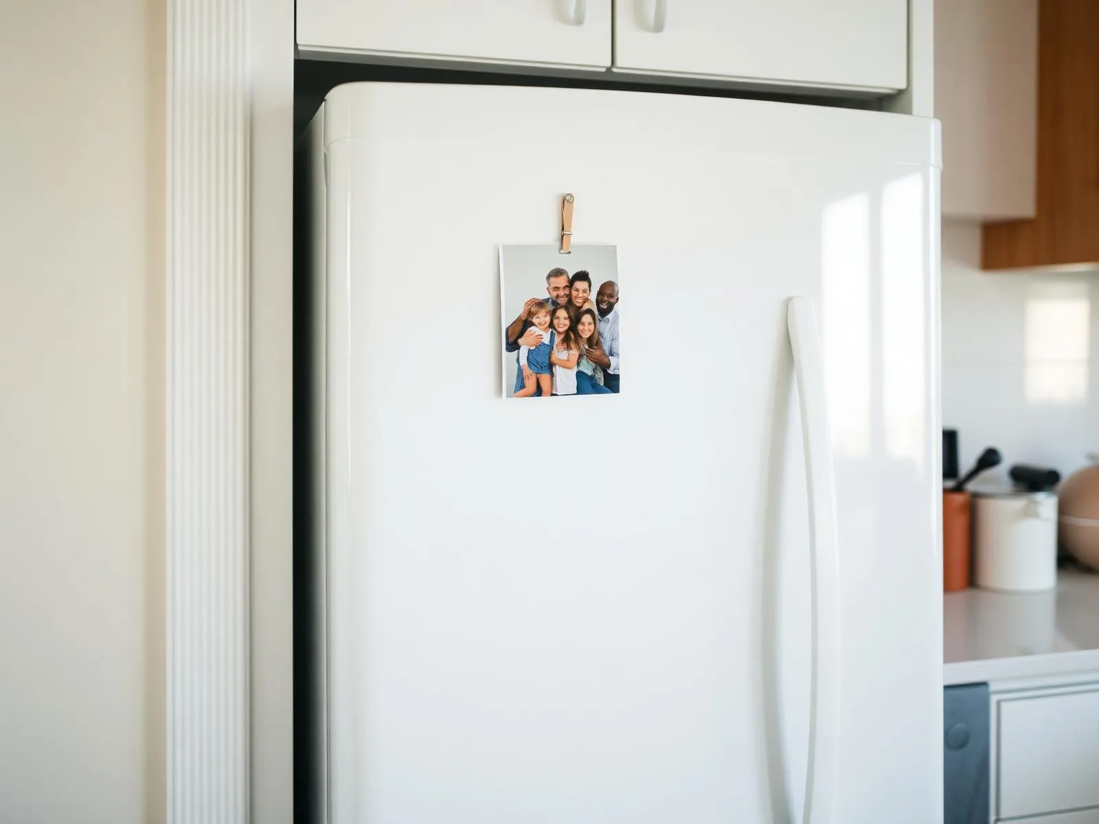 A family photo magnet mailed as a Christmas card alternative