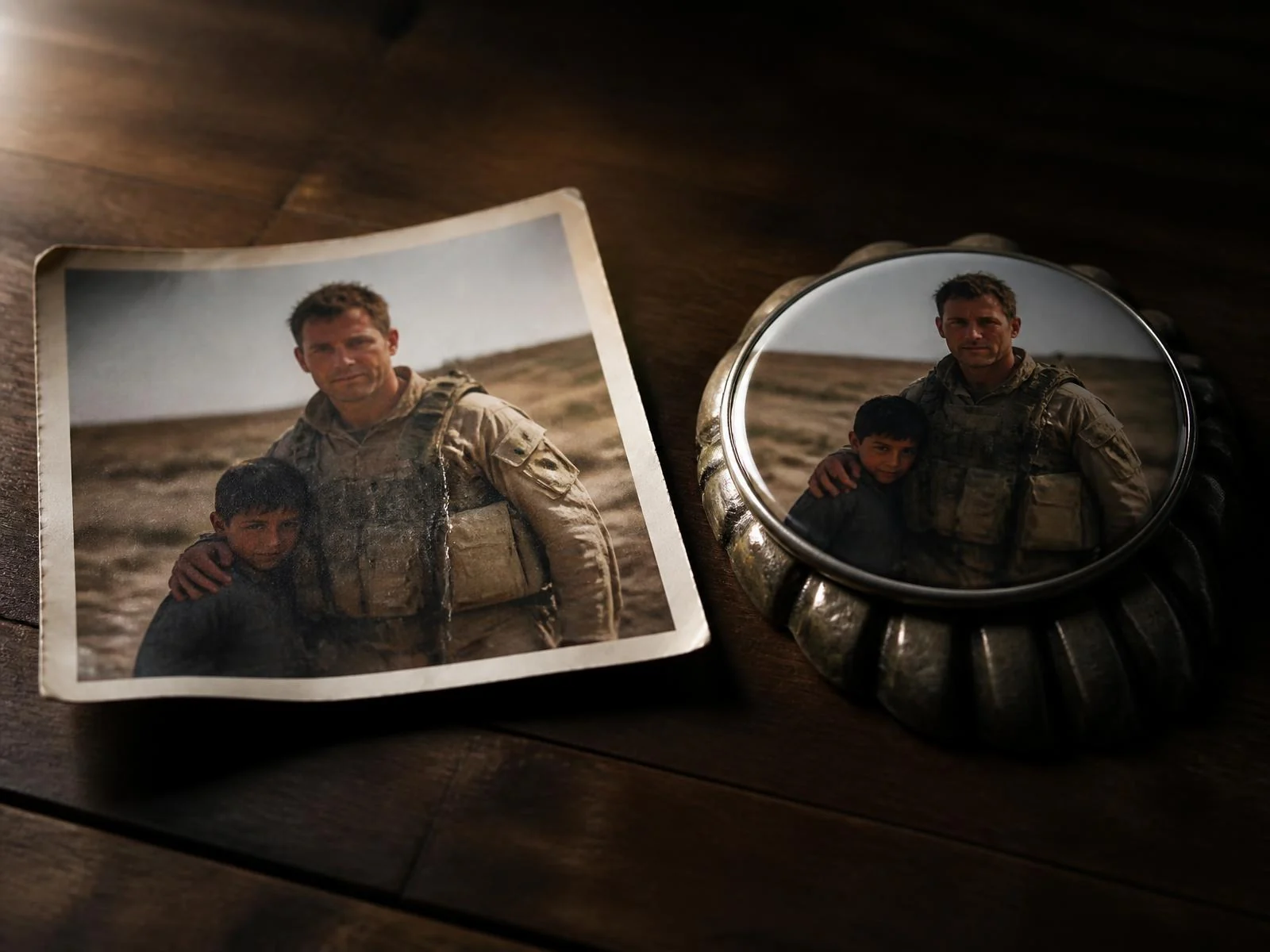 A photograph being cropped into a round keepsake shape.